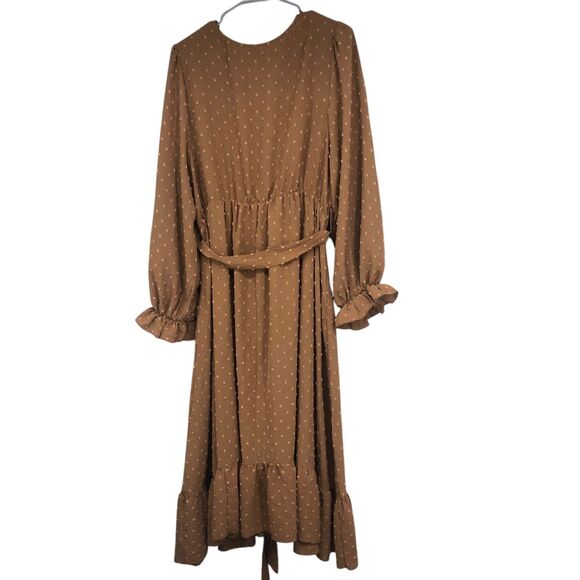 Women’s Plus SZ Cottagecore, Prairiecore Swiss Dot Long-sleeved Maxi Dress SZ 2X - Picture 3 of 10